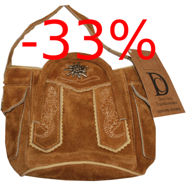 Dirndltasche im Lederhosenlook, helles Braun