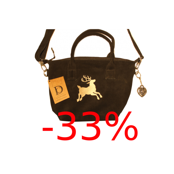 Dirndltasche Schwarz mit Hirsch