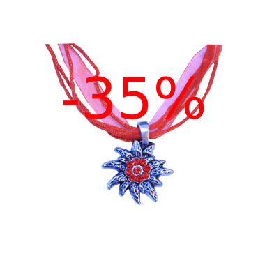 Halskette mit glänzenden Edelweißanhänger in Rot