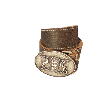 Ledergürtel Rustica Braun mit Hirsch und Wappen