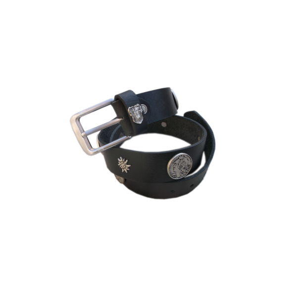 Ledergürtel mit Edelweiss und Münzen Beschlag