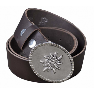 Ledergürtel mit Edelweissgürtelschnalle glänzend