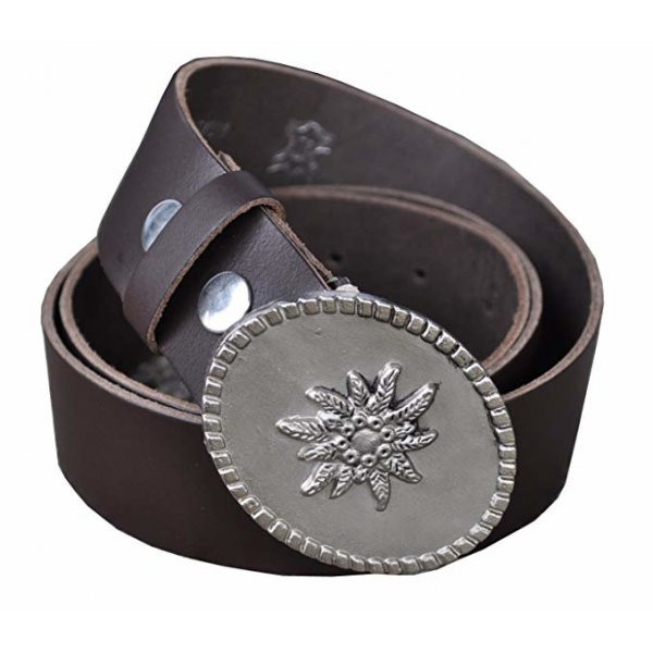 Ledergürtel mit Edelweissgürtelschnalle glänzend