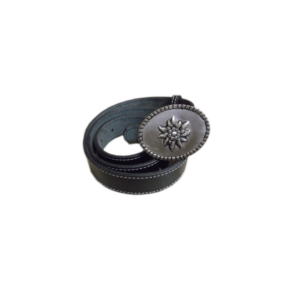 Ledergürtel mit Edelweissgürtelschnalle matt