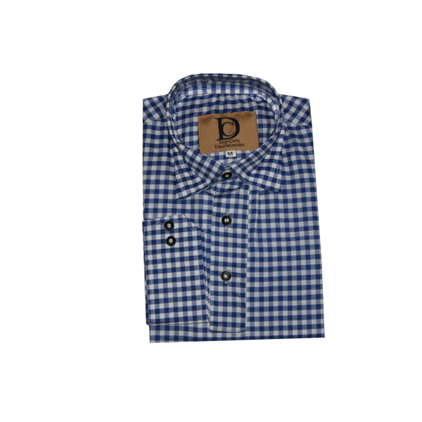 Trachtenhemd Blau kariert 